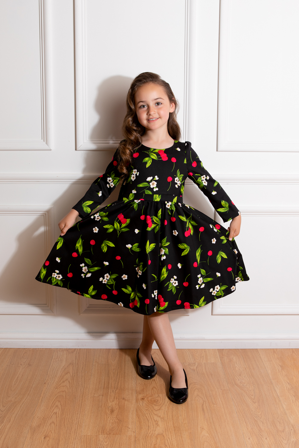 Black Bombshell Cherry Swing Dress